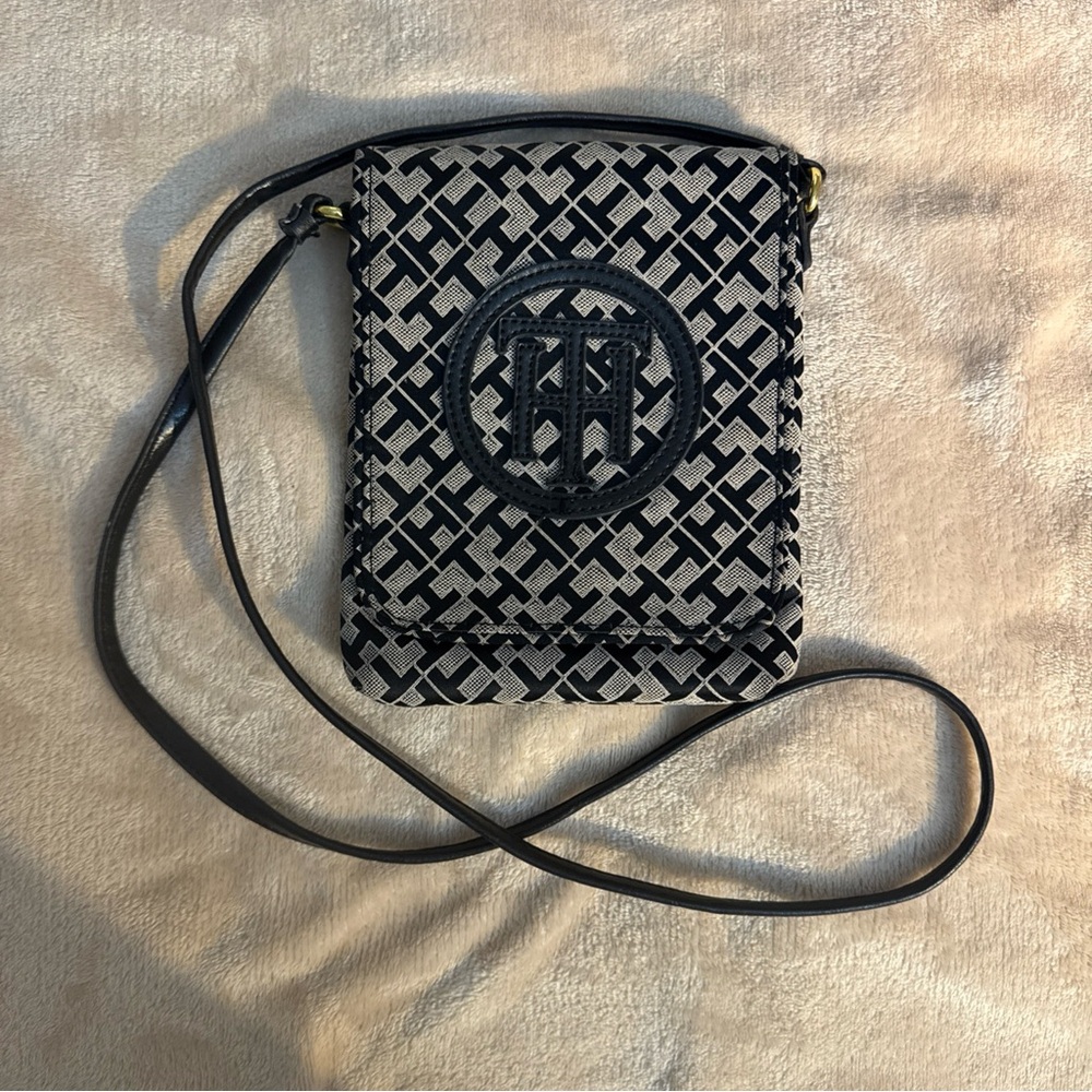 Tommy Hilfiger Black and Gray Crossbody Bag